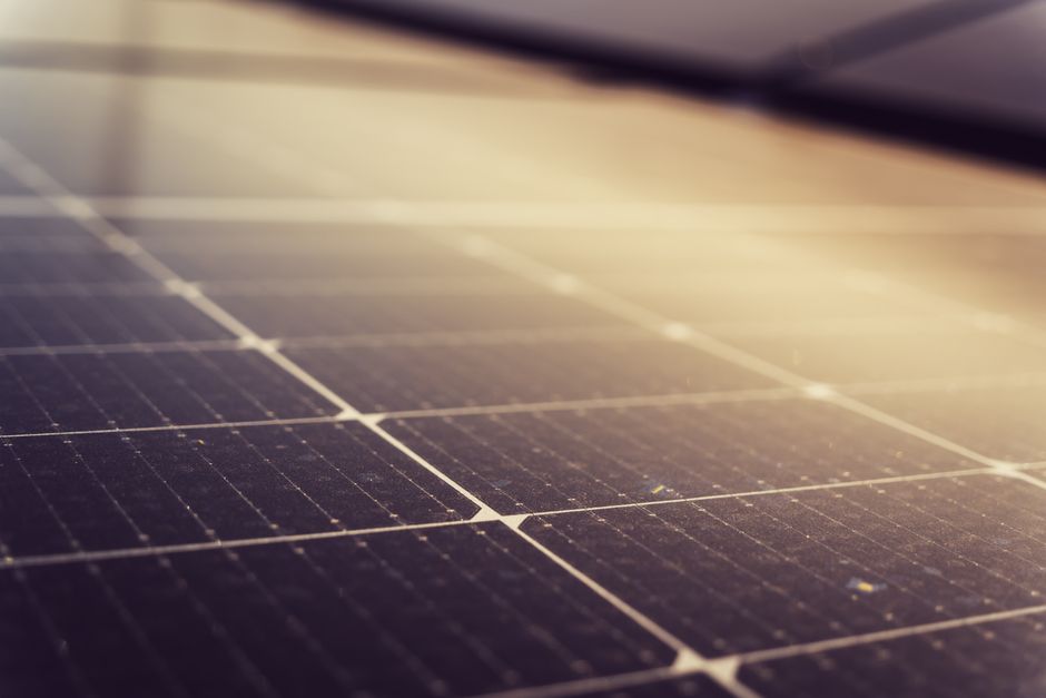 Close up of modern solar panel technology